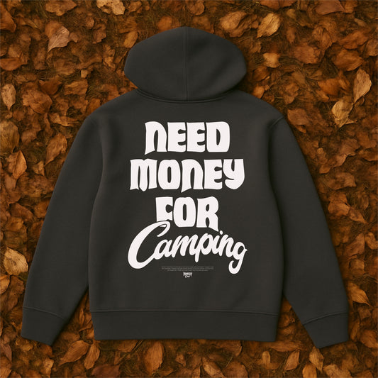 Need Money for Camping - Organic Fluffy Boxcut Zipper - Unisex - Farbe: Magnet